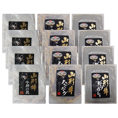 【お取り寄せ】【W】蔵王ミート 山形牛 カレー、牛丼、ハンバーグ12個セット