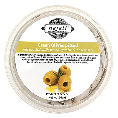【送料込み】ギリシャ ネフェリ グリーンオリーブ レモン・ローズマリー 160g×3個