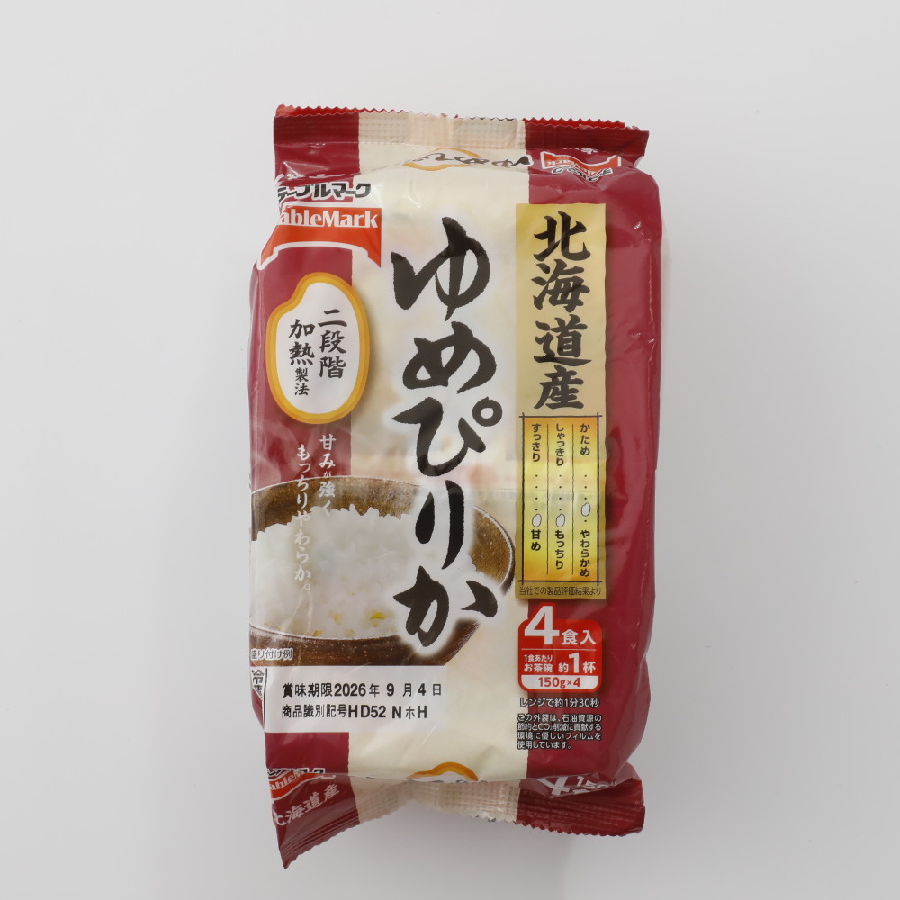 振＿テーブルマーク たきたてご飯北海道産ゆめぴりか150g4食