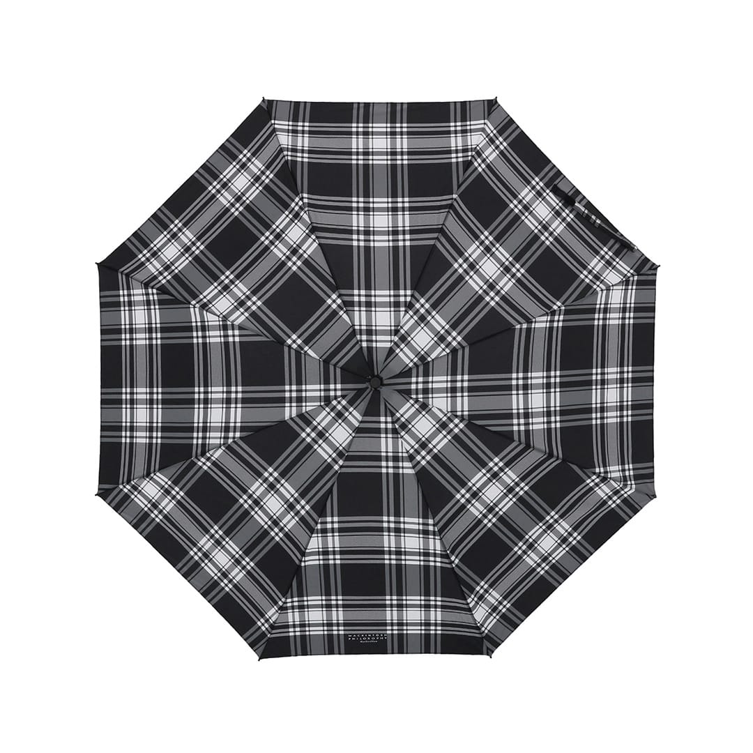 MACKINTOSH PHILOSOPHY 先染チェック柄 55cm UV加工 晴雨兼用 軽量楽折 傘 折りたたみ傘 ブラック 傘