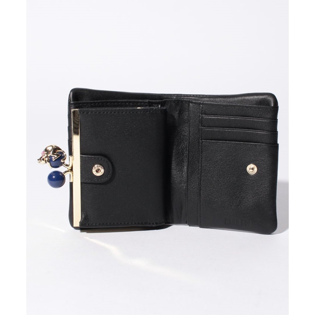 ANNA SUI プレイングキャット 内がま口二つ折り財布 ブラック 財布
