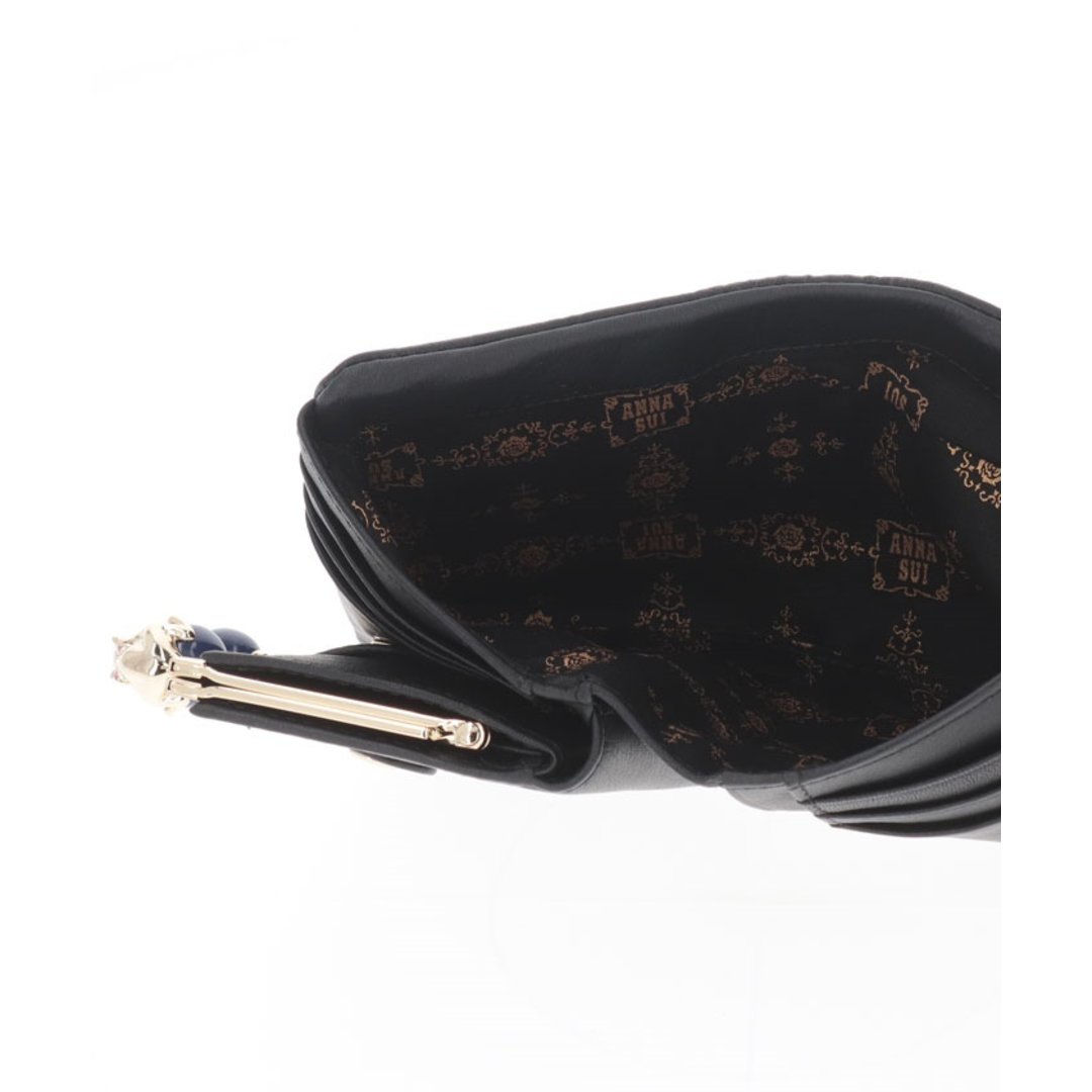 ANNA SUI プレイングキャット 内がま口二つ折り財布 ブラック 財布