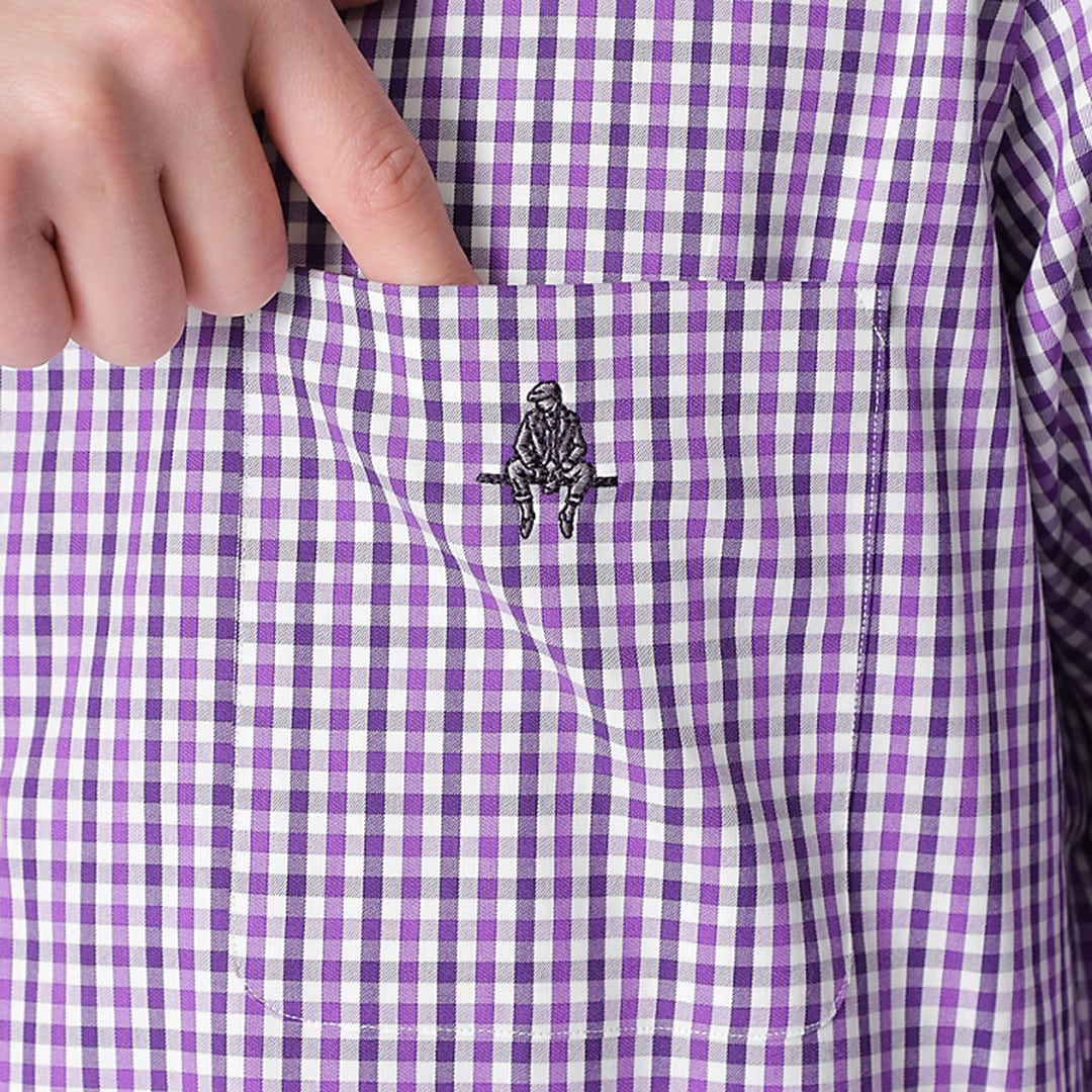Paul Stuart コットンツイルツートンチェックボタンダウンシャツ(カジュアルシャツ) ネイビー ロングスリーブ