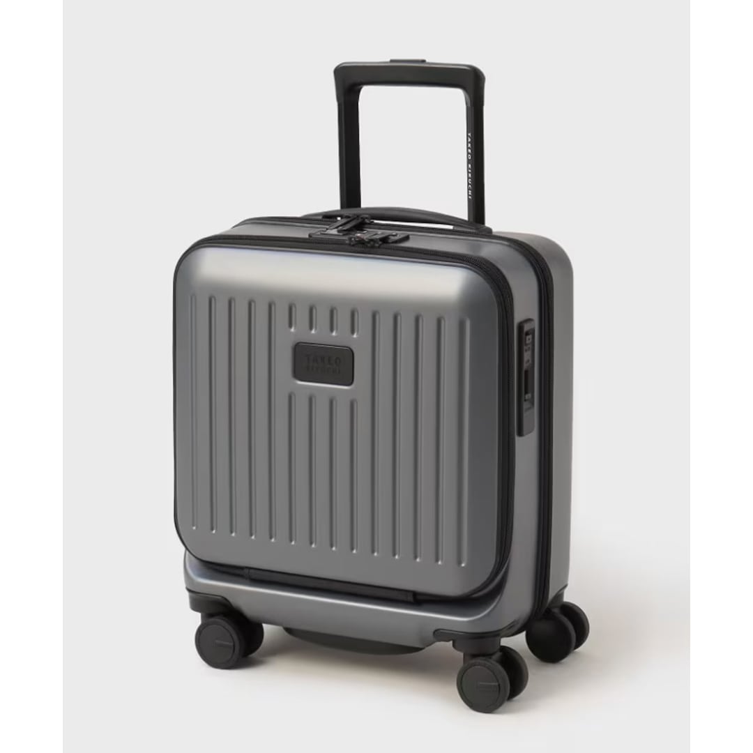 TAKEO KIKUCHI CITY BLACK スーツケース SSサイズ(フロントオープン式） シルバーグレー スーツケース