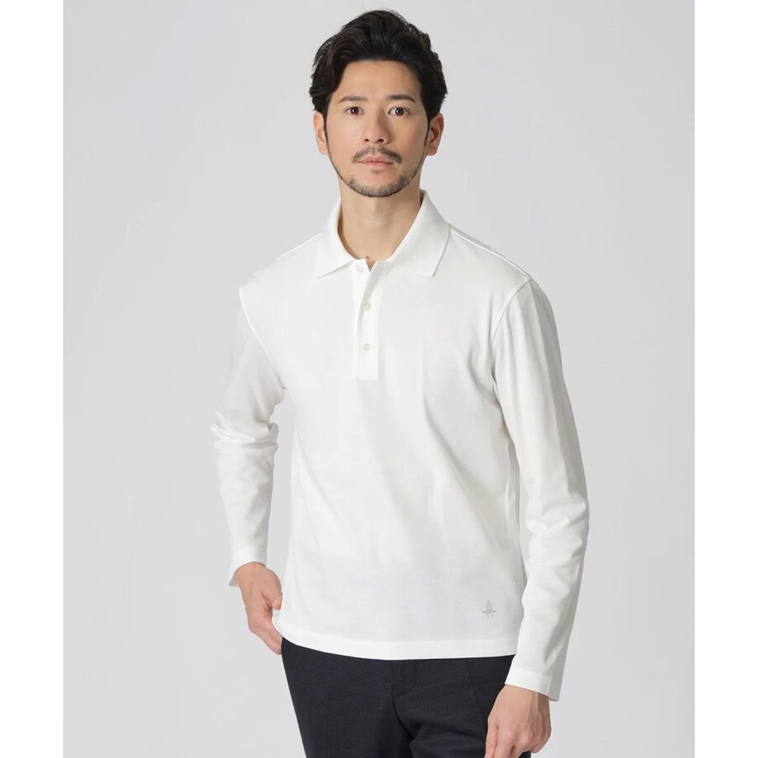 Paul Stuart 「Dress Polo Shirts」 コットンカノコL/Sドレスポロシャツ ホワイト ポロシャツ