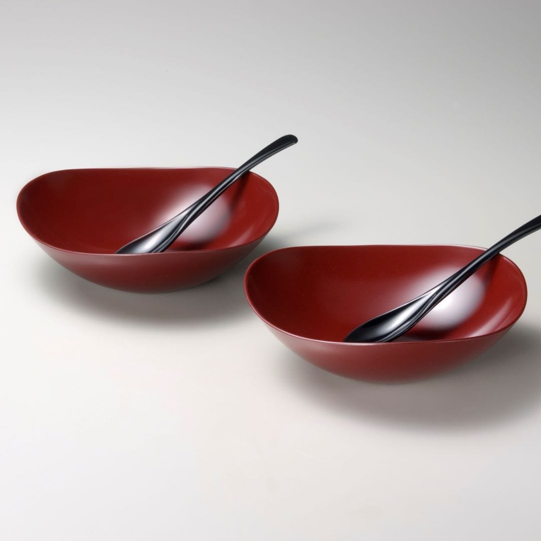 <北市漆器店>風華ペアカレー鉢・スプーン付