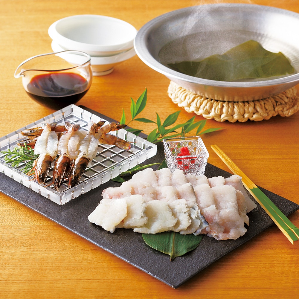 【冷凍】＜豊後　絆屋＞　大分県産車海老・鱧しゃぶセット