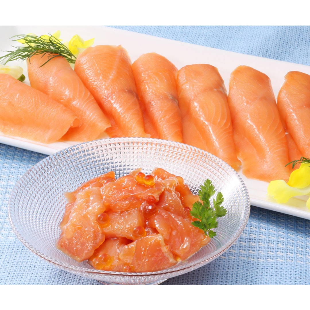 【冷凍】<佐藤水産> 北海道スモークサーモンと鮭ルイベ漬