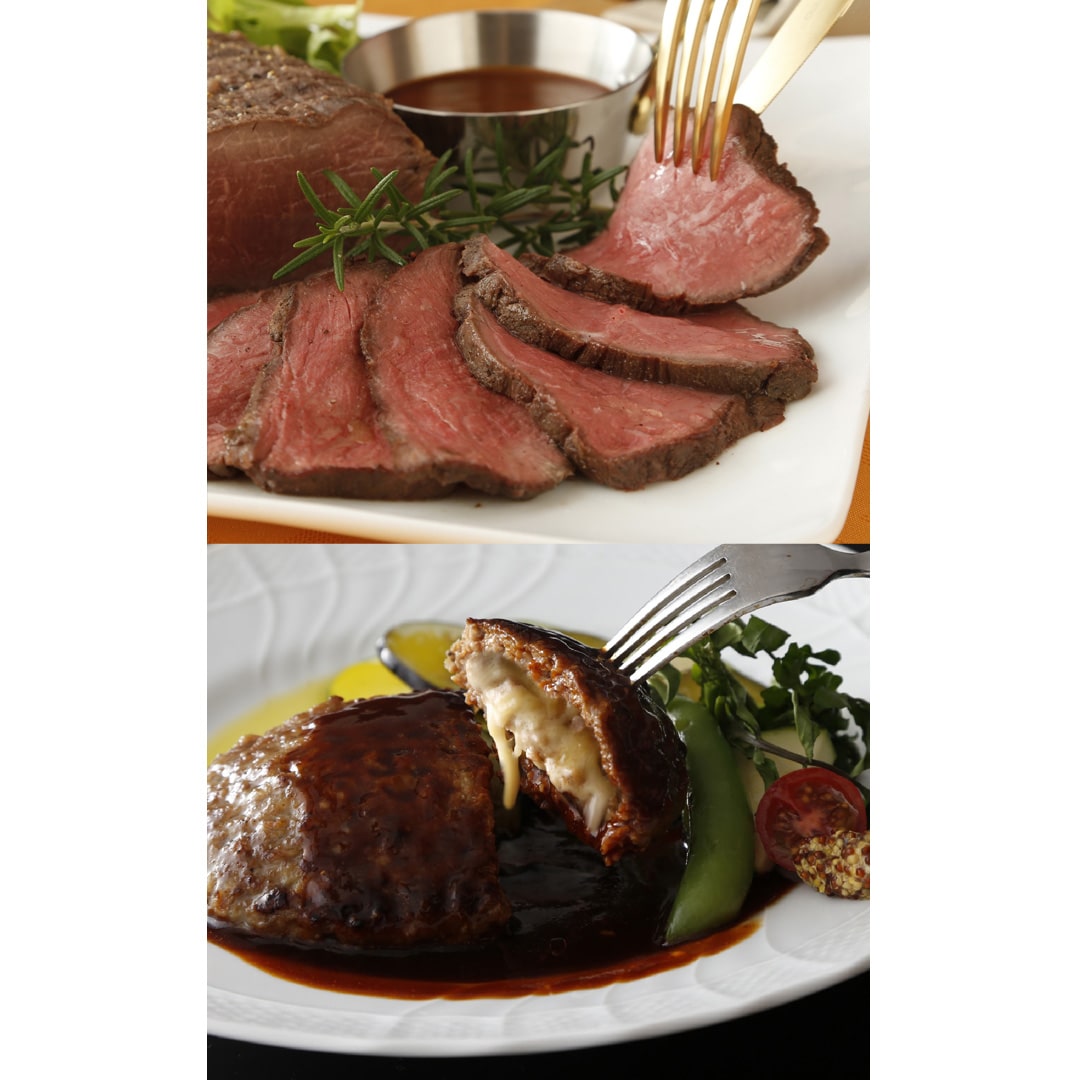 【冷凍】<ホクビー> 北海道産ローストビーフと2種のハンバーグセット