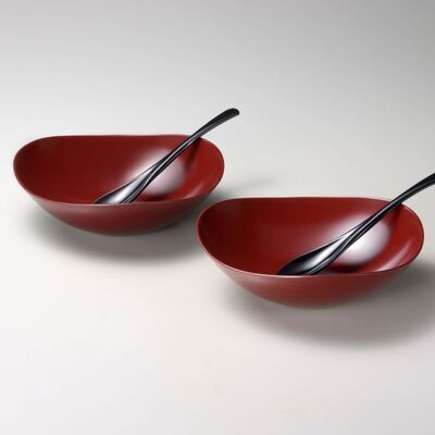 <北市漆器店>風華ペアカレー鉢・スプーン付
