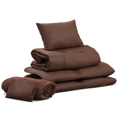 ＜アイリスオーヤマ＞コンパクト布団５点セット【ブラウン】