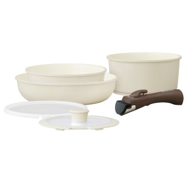 ＜アイリスオーヤマ＞セラミックカラーパン６点セット【ディープアイボリー】