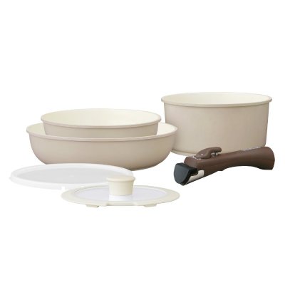 ＜アイリスオーヤマ＞セラミックカラーパン６点セット【グレージュ】