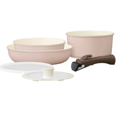 ＜アイリスオーヤマ＞セラミックカラーパン６点セット【グレイッシュピンク】