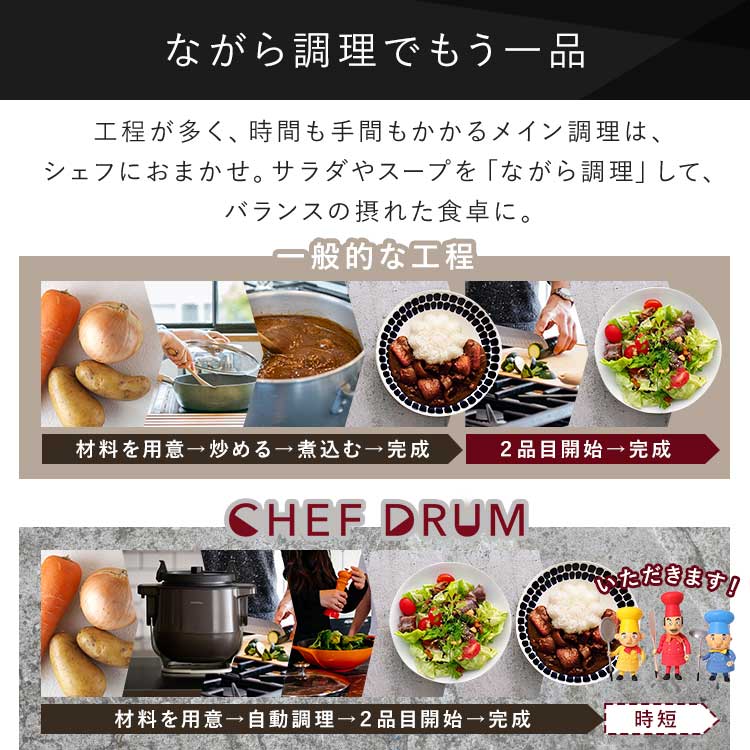 CHEF DRUM 自動調理鍋 4.5L DAC-IA2-H グレー: アイリスオーヤマ公式