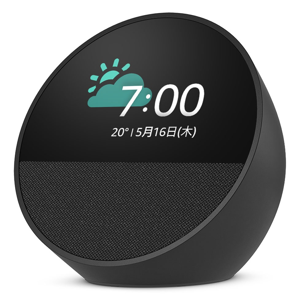 スマートデバイス スマートアラームクロック 多機能時計 Echo Spot(2024年発売) スマートアラームクロック with Alexa 鮮やかなサウンド B0C2S4K41G ブラック