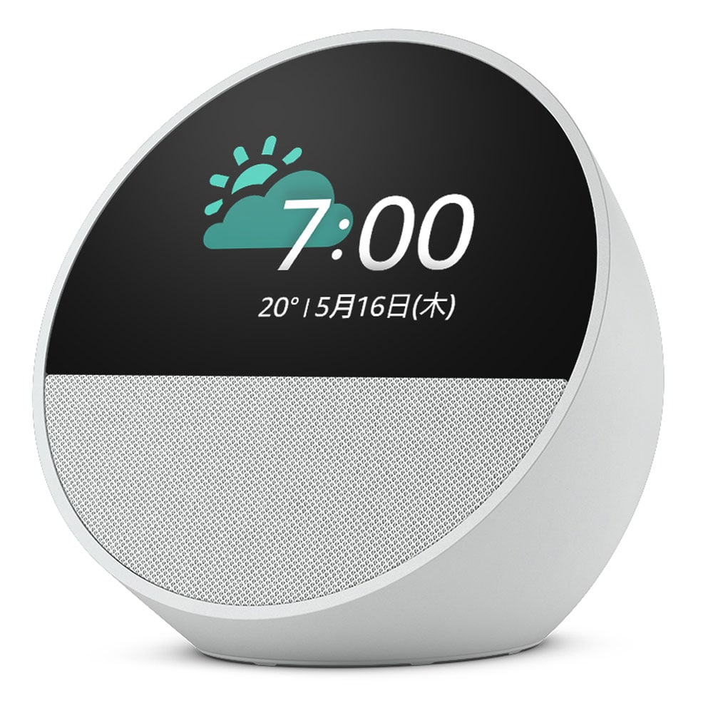 スマートデバイス スマートアラームクロック 多機能時計 Echo Spot(2024年発売) スマートアラームクロック with Alexa 鮮やかなサウンド B0C2RZWV9B グレーシャーホワイト