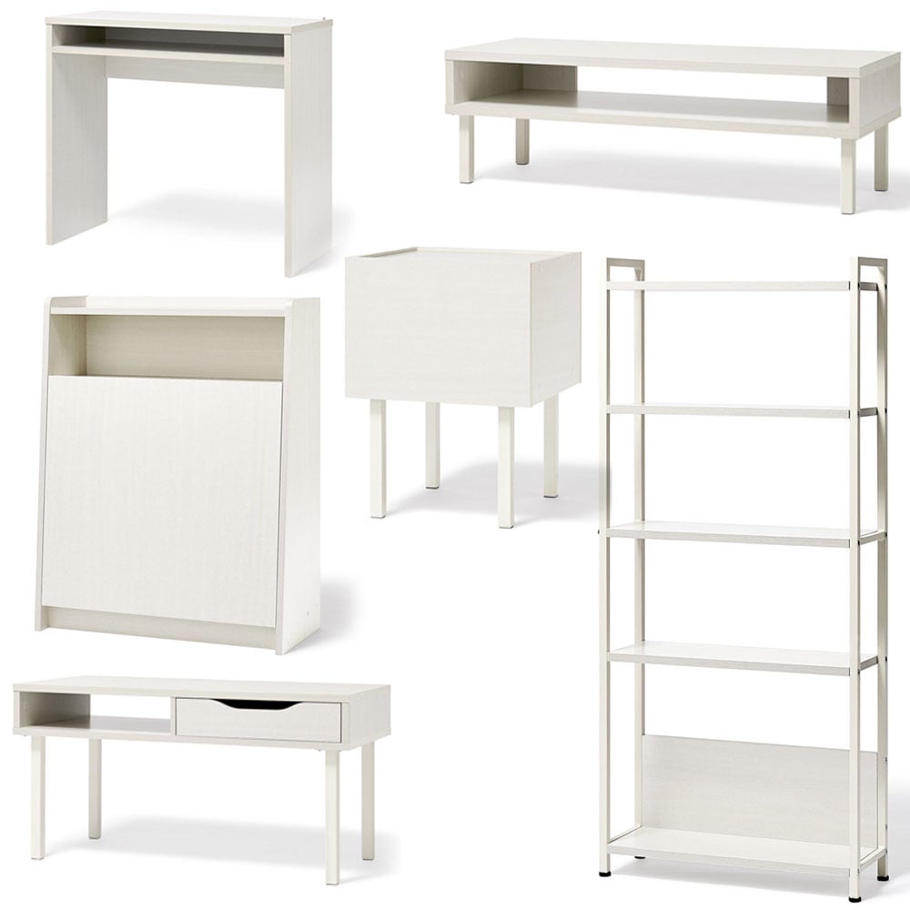 ＼スぺパ家具6点セット/ テーブル ラック 棚 テレビ台 デスク 机 ゴミ箱 キャスター付き おしゃれ 北欧 海外 白 収納 スリム 一人暮らし アイリスオーヤマ * & 新生活 [sinseiikatu]