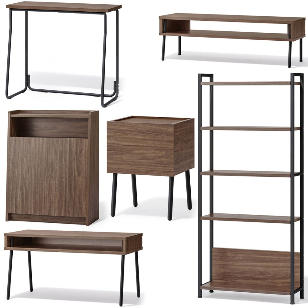 ＼スぺパ家具6点セット/ テーブル ラック 棚 テレビ台 デスク 机 ゴミ箱 キャスター付き おしゃれ 北欧 海外 ウォールナット/ブラック 収納 スリム 一人暮らし アイリスオーヤマ * & 新生活 [sinseiikatu]