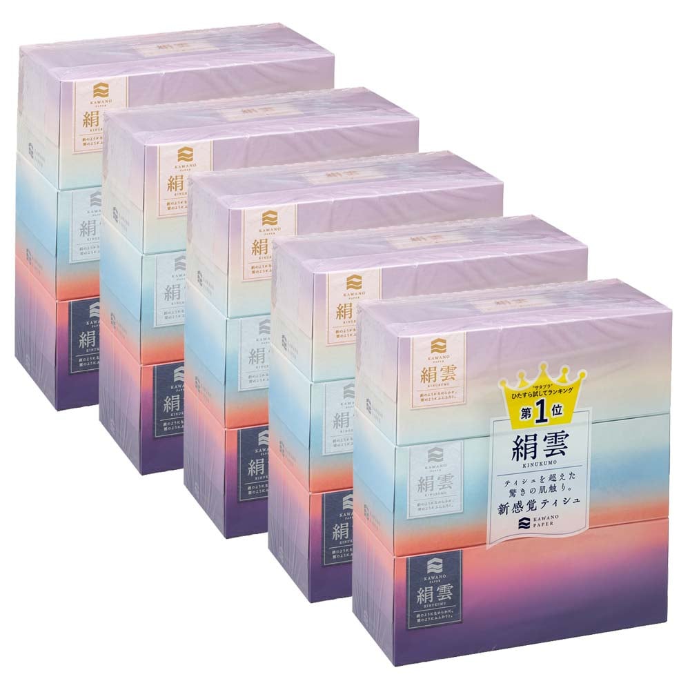 【5個】新保湿ティシュ 絹雲BOXティシュ130組(3枚重ね)×3P 221030