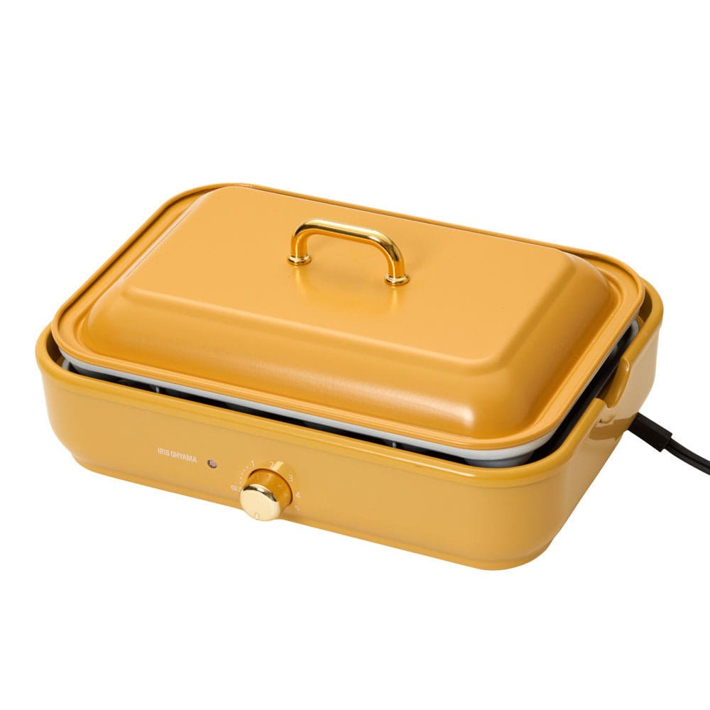 アイリスオーヤマ ホットプレート 着脱式 2枚 温度調節 PHP-1002TC イエロー