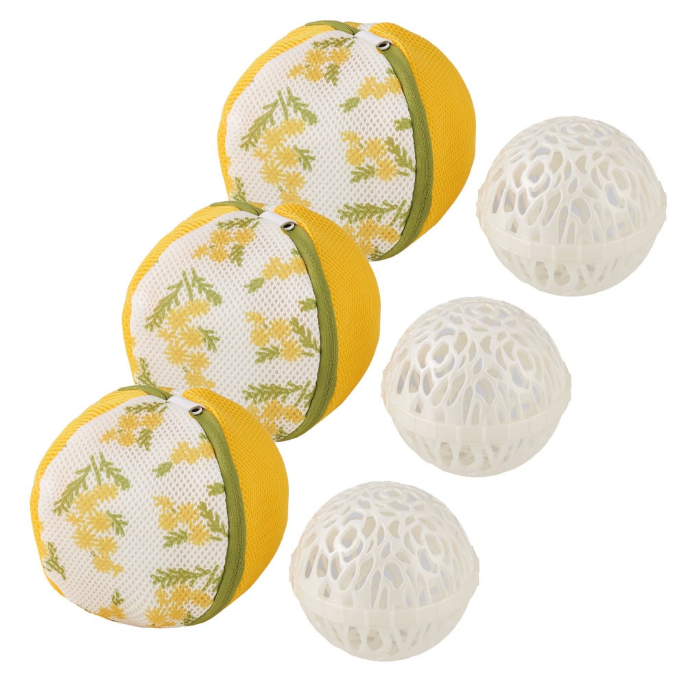 【3個セット】洗濯ネット ブラジャー 下着 ふんわり洗うブラジャーネット ミモザ 65075800 洗濯ネット ブラジャー 下着 型くずれ防止 洗濯 ネット 保護ボール 洗濯ボール ドラム式 かわいい 花柄 ミモザ ブラ