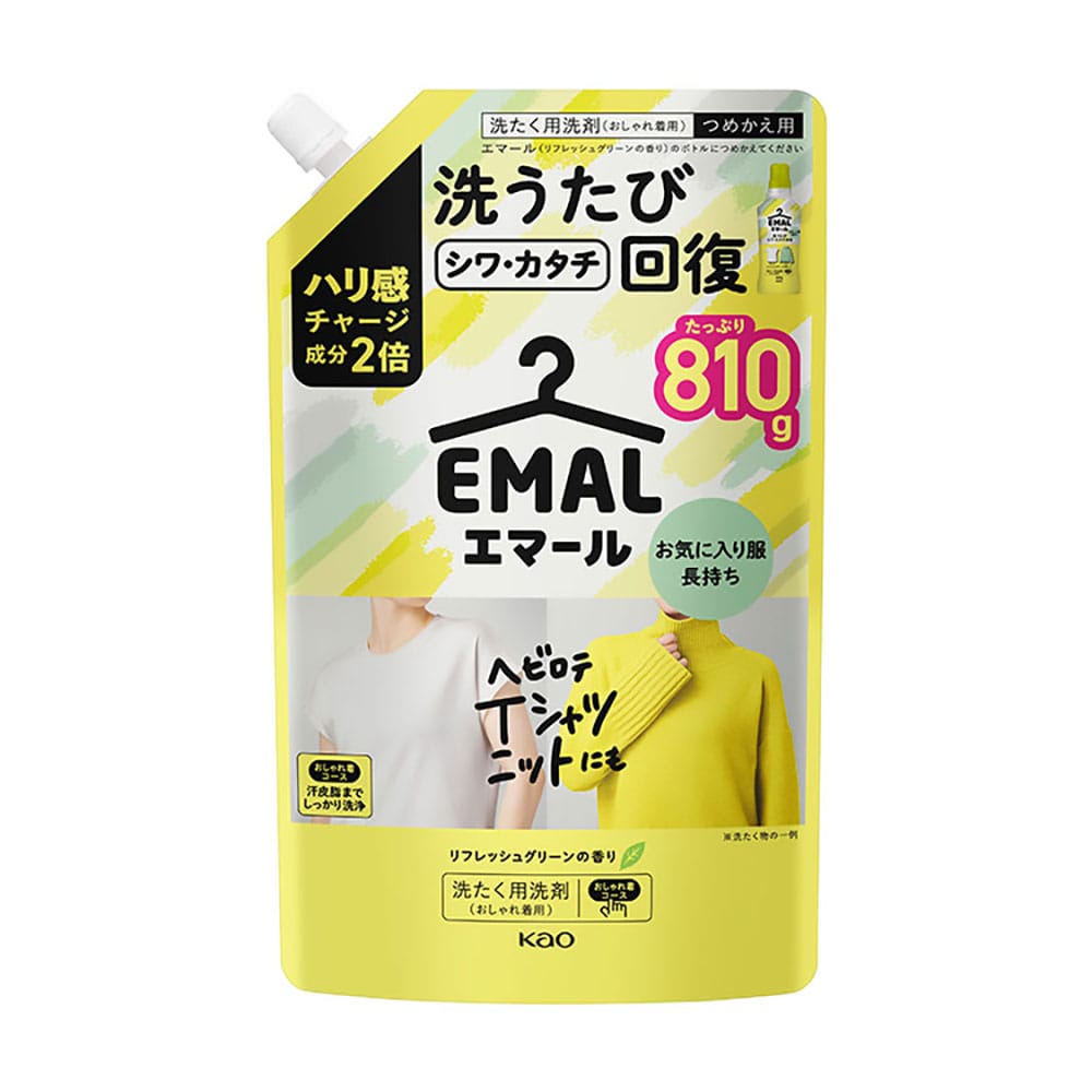 洗剤 洗濯 詰替え エマール つめかえ用 810g 花王 エマール 洗剤 洗濯 液体洗剤 おしゃれ着 おしゃれ着洗剤 詰替え リフレッシュグリーンの香り アロマティックブーケの香り エマール リフレッシュグリーン アロマティックブーケ