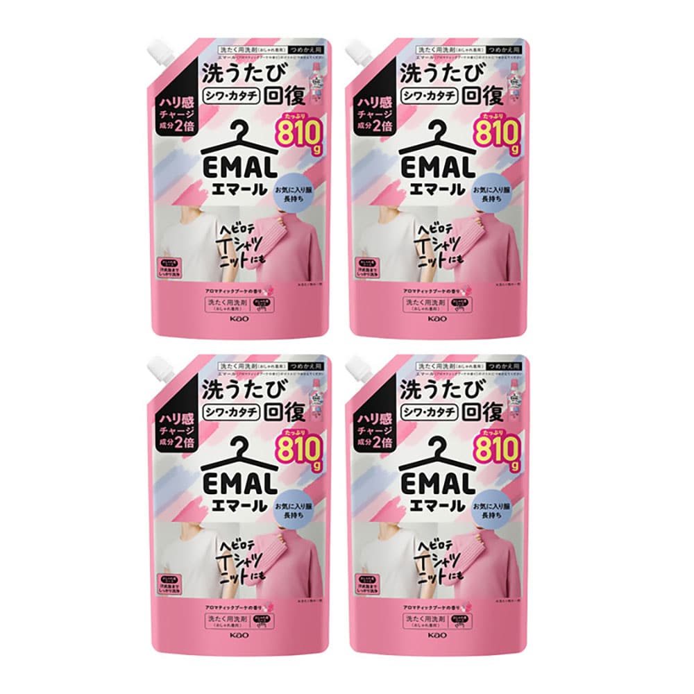 【4個セット】洗剤 洗濯 詰替え エマール つめかえ用 810g 花王 エマール 洗剤 洗濯 液体洗剤 おしゃれ着 おしゃれ着洗剤 詰替え リフレッシュグリーンの香り アロマティックブーケの香り エマール リフレッシュグリーン アロマティックブーケ
