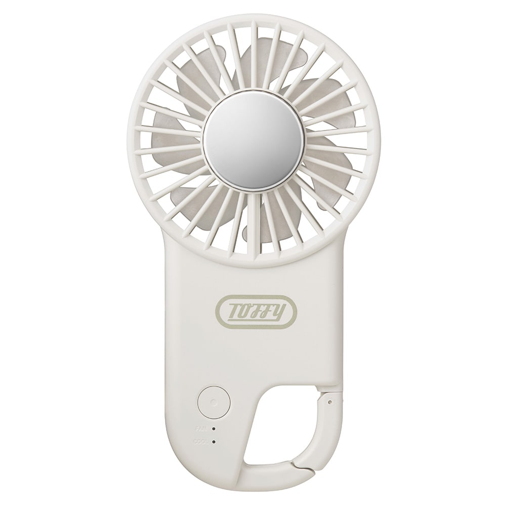 ハンディファン 小型扇風機 充電式 薄型ひんやりフックファン HFN2 ハンディファン 小型扇風機 充電式 ハンディ―ファン 扇風機 持ち運び カラフル 薄型 カラビナ 冷却プレート 充電長持ち 大風量 ペルチェ デザイン家電 Toffy ラドンナ
