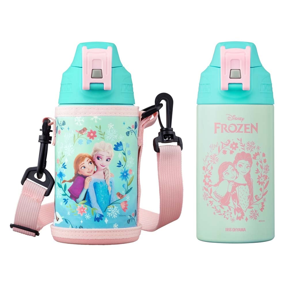 水筒 600ml 1リットル スポーツドリンク対応 子供 真空断熱 保冷 ワンタッチ 直飲み ダイレクト 洗えるポーチ ストラップ 通園 通学 ステンレスボトル アナと雪の女王 アイリスオーヤマ DBR-600 NDDB *