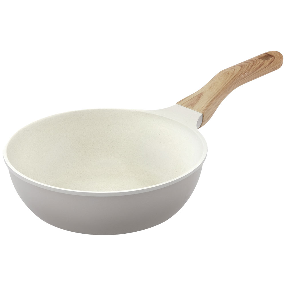 フライパン 22cm IH ガス火対応 鍋 炒め鍋 深型 卵焼き器 エッグパン 四角い ih 軽い 軽量 PFOA PFOS フリー おしゃれ かわいい 白 くっつきにくい フッ素コーティング パールグレー×アイボリー アイリスオーヤマ ナチュかる NTL *