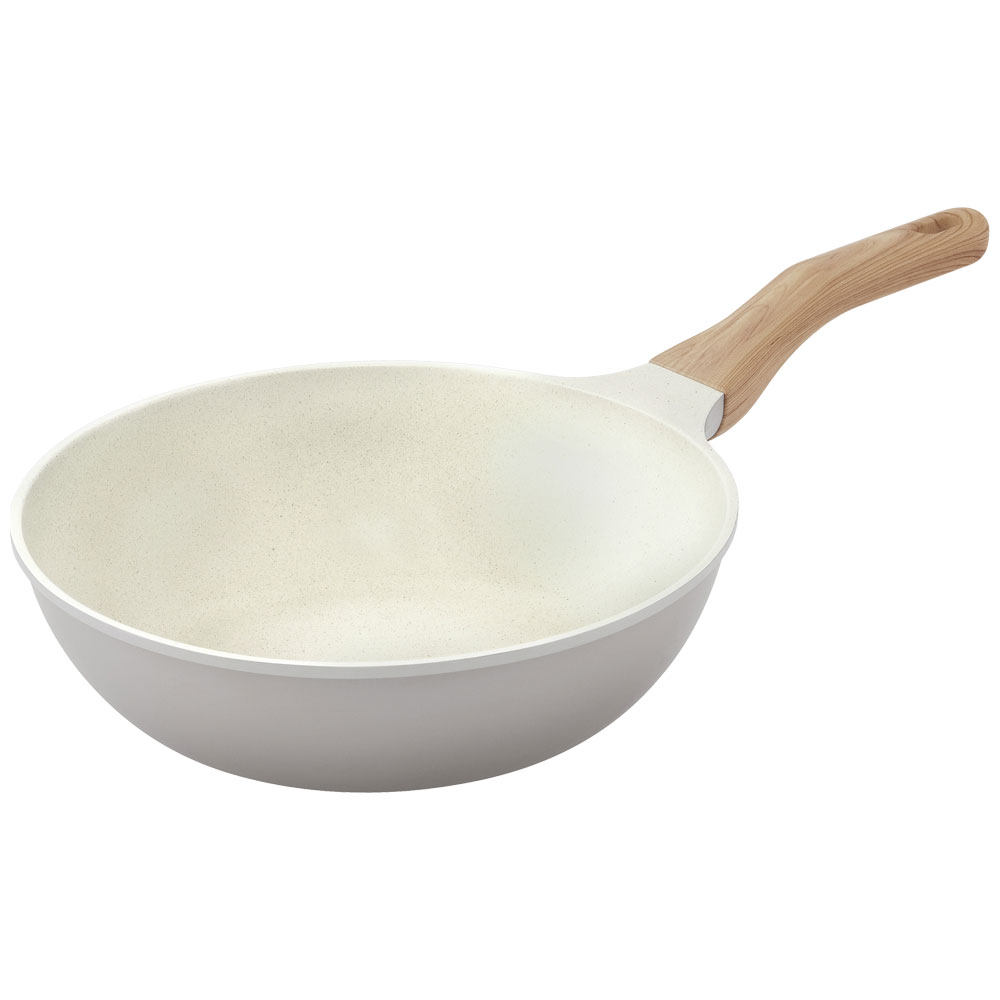 フライパン 26cm IH ガス火対応 鍋 炒め鍋 深型 卵焼き器 エッグパン 四角い ih 軽い 軽量 PFOA PFOS フリー おしゃれ かわいい 白 くっつきにくい フッ素コーティング パールグレー×アイボリー アイリスオーヤマ ナチュかる NTL *