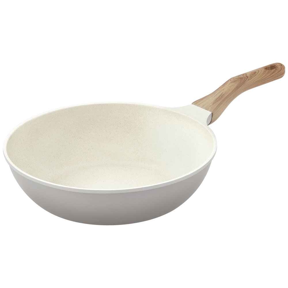 フライパン 28cm IH ガス火対応 鍋 炒め鍋 深型 卵焼き器 エッグパン 四角い ih 軽い 軽量 PFOA PFOS フリー おしゃれ かわいい 白 くっつきにくい フッ素コーティング パールグレー×アイボリー アイリスオーヤマ ナチュかる NTL *