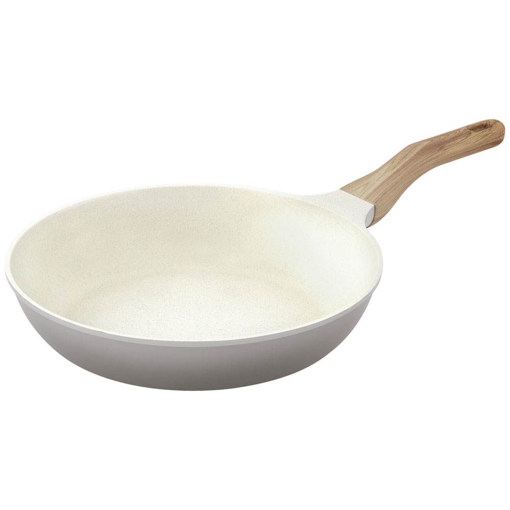 フライパン 28cm IH ガス火対応 鍋 炒め鍋 深型 卵焼き器 エッグパン 四角い ih 軽い 軽量 PFOA PFOS フリー おしゃれ かわいい 白 くっつきにくい フッ素コーティング パールグレー×アイボリー アイリスオーヤマ ナチュかる NTL *