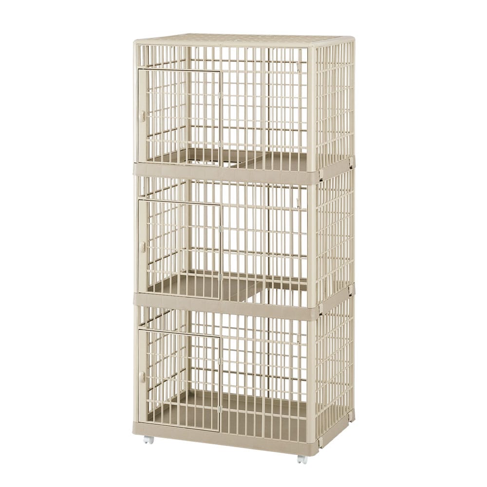 猫 ケージ 3段 キャスター付き ゲージ アイリスオーヤマ 猫ケージ おしゃれ キャットケージ プラスチック 軽量 洗える 静か 組み立て簡単 猫ゲージ 多頭飼い ペットケージ ペットサークル ねこケージ プラケージ 813 *