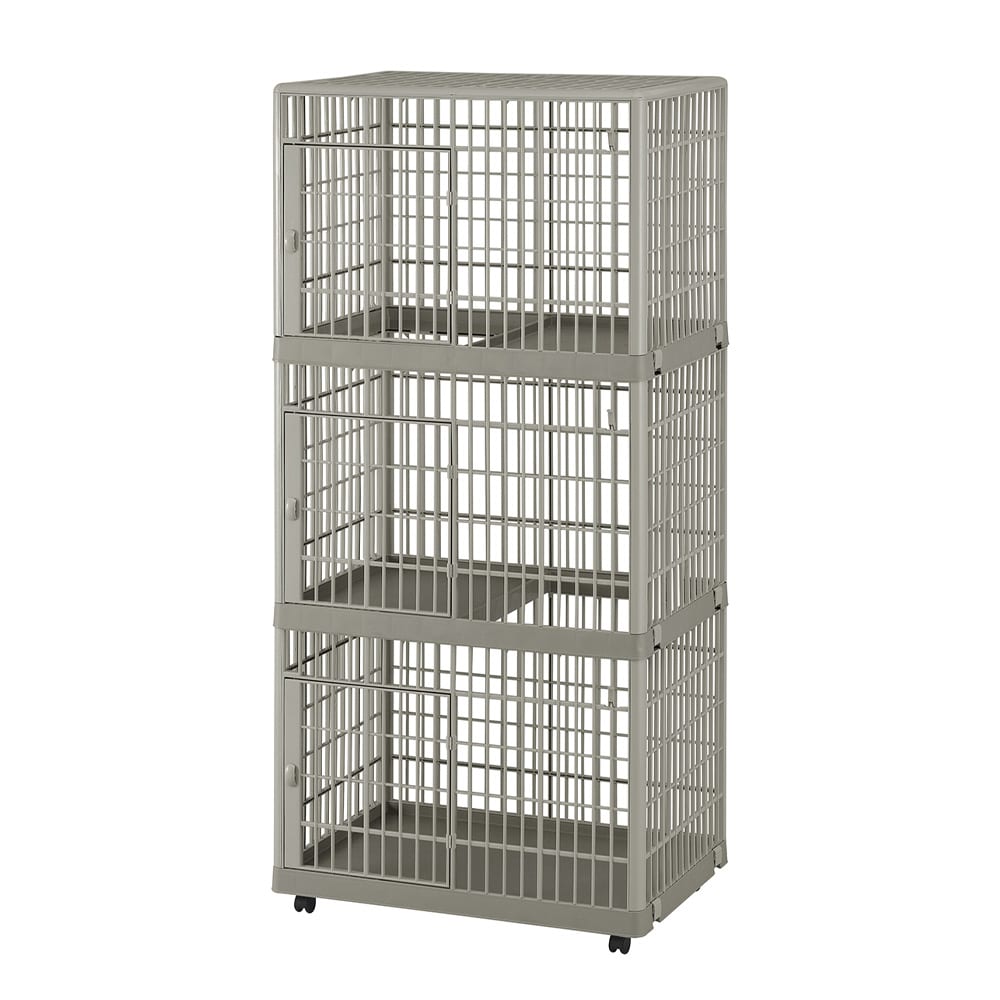 猫 ケージ 3段 キャスター付き ゲージ アイリスオーヤマ 猫ケージ おしゃれ キャットケージ プラスチック 軽量 洗える 静か 組み立て簡単 猫ゲージ 多頭飼い ペットケージ ペットサークル ねこケージ プラケージ 813 *