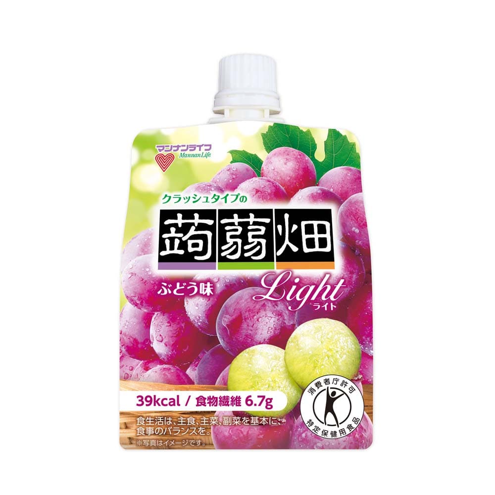 クラッシュタイプの蒟蒻畑 150g <br>蒟蒻畑 ゼリー パウチ こんにゃく 食物繊維 ヘルシー おやつ 果物 マンナンライフ 食感 特定保健用食品 マンナンライフ ライト_ぶどう味 ライト_もも味 大粒アロエinりんご味