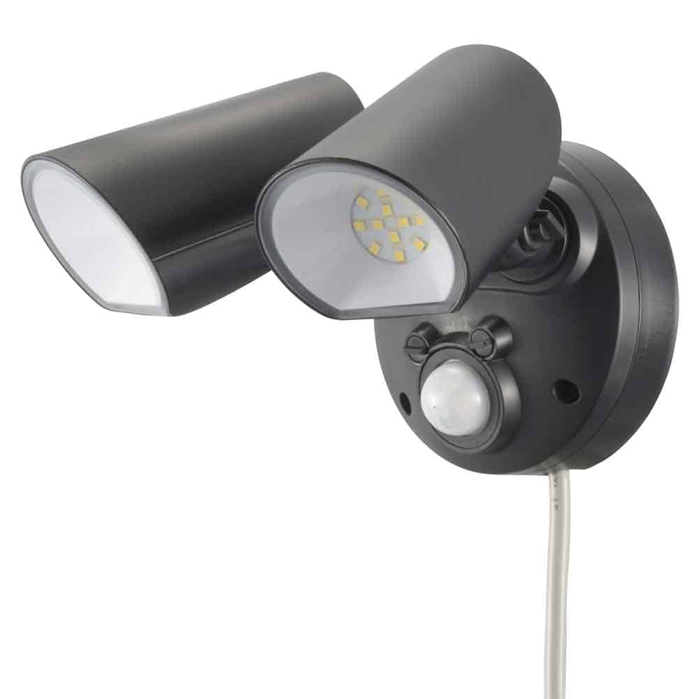 AC式センサーライト2灯2000lm LS-A200A2<br>センサーライト AC式 2灯 防犯センサー 防犯 威嚇 スポットライト 人感 明暗 防水 オーム電機