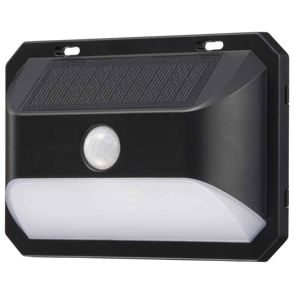 LEDソーラーウォールライト400lm LS-B400JW-SD2<br>センサーライト ウォールライト 防水 人感 ソーラー マグネット 防犯 屋外 400ルーメン 簡単取り付け オーム電機