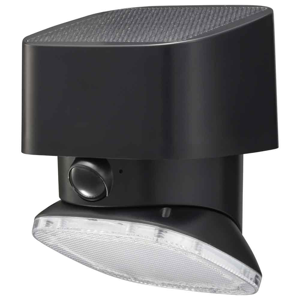 LEDソーラーウォールライト900lm角度調節可能 LT-S90ST9-K<br>センサーライト ウォールライト 防水 人感 明暗 防犯 屋外 900ルーメン ソーラー 簡単取り付け オーム電機