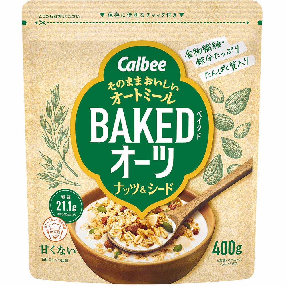 【6個】ベイクドオーツ マカダミア＆シード 360g <br>ベイクドオーツ マカダミアシード グラノーラ 朝食 オーツ麦 ヘルシー 栄養食 カルビー 360g カルビー マカダミア＆シード オリジナル ナッツ＆シード