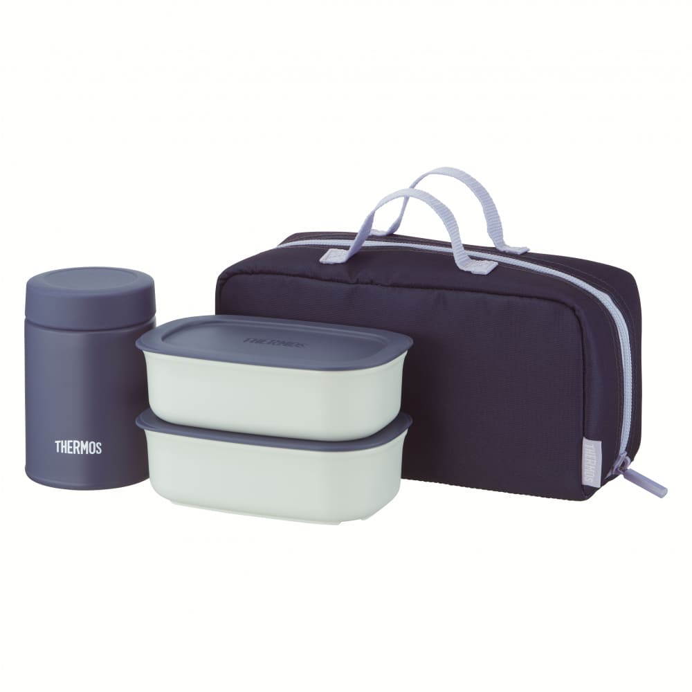 真空断熱 スープランチセット ダスティグリーン JEH-800<br>スープランチセット サーモス 真空断熱 保温 保冷 専用ポーチ お弁当 食洗器対応 ランチ レンジ対応 サーモス株式会社 ダスティグリーン グレーネイビー