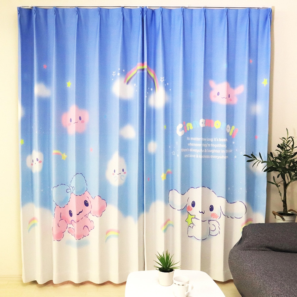 MORIPiLO シナモロール 遮光カーテン 幅100x135cm丈 2枚組 シナモロール <br>幅100x135cm丈 シナモロール 遮光カーテン 2枚組 2枚セット 洗える 可愛い キャラクター グッズ モリシタ モリシタ 【B】