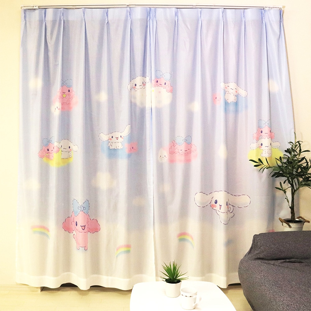 MORIPiLO シナモロール レースカーテン 幅100x133cm丈 2枚組 シナモロール <br>幅100x133cm丈 シナモロール レースカーテン 2枚組 2枚セット 洗える 可愛い キャラクター グッズ モリシタ モリシタ 【B】