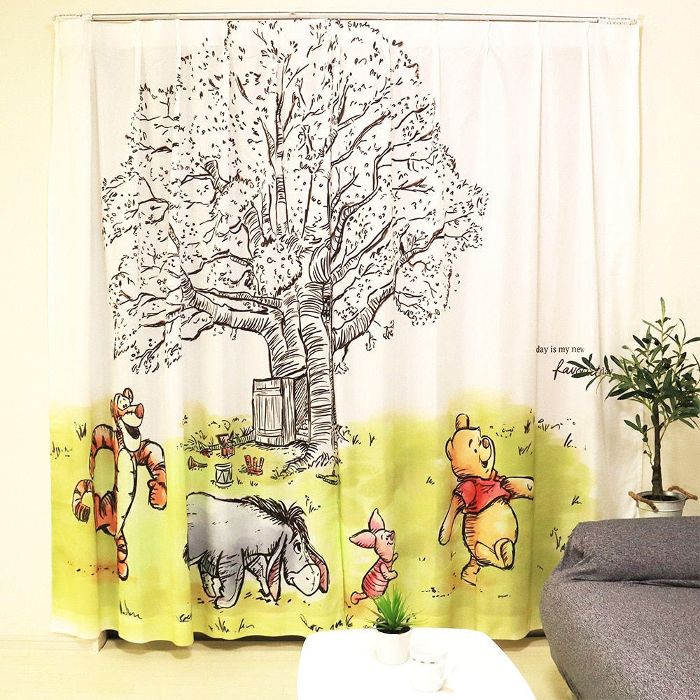 MORIPiLO レースカーテン くまのプーさん 幅100x108cm丈 2枚組 くまのプーさん <br>幅100x108cm丈 くまのプーさん レースカーテン 2枚組 2枚セット 洗える 可愛い キャラクター グッズ モリシタ モリシタ 【B】