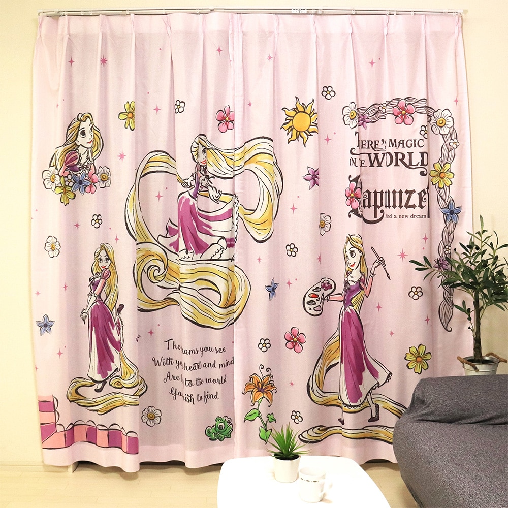 MORIPiLO レースカーテン ラプンツェル 幅100x108cm丈 2枚組 ラプンツェル <br>幅100x108cm丈 ラプンツェル レースカーテン 2枚組 2枚セット 洗える 可愛い キャラクター グッズ モリシタ モリシタ 【B】