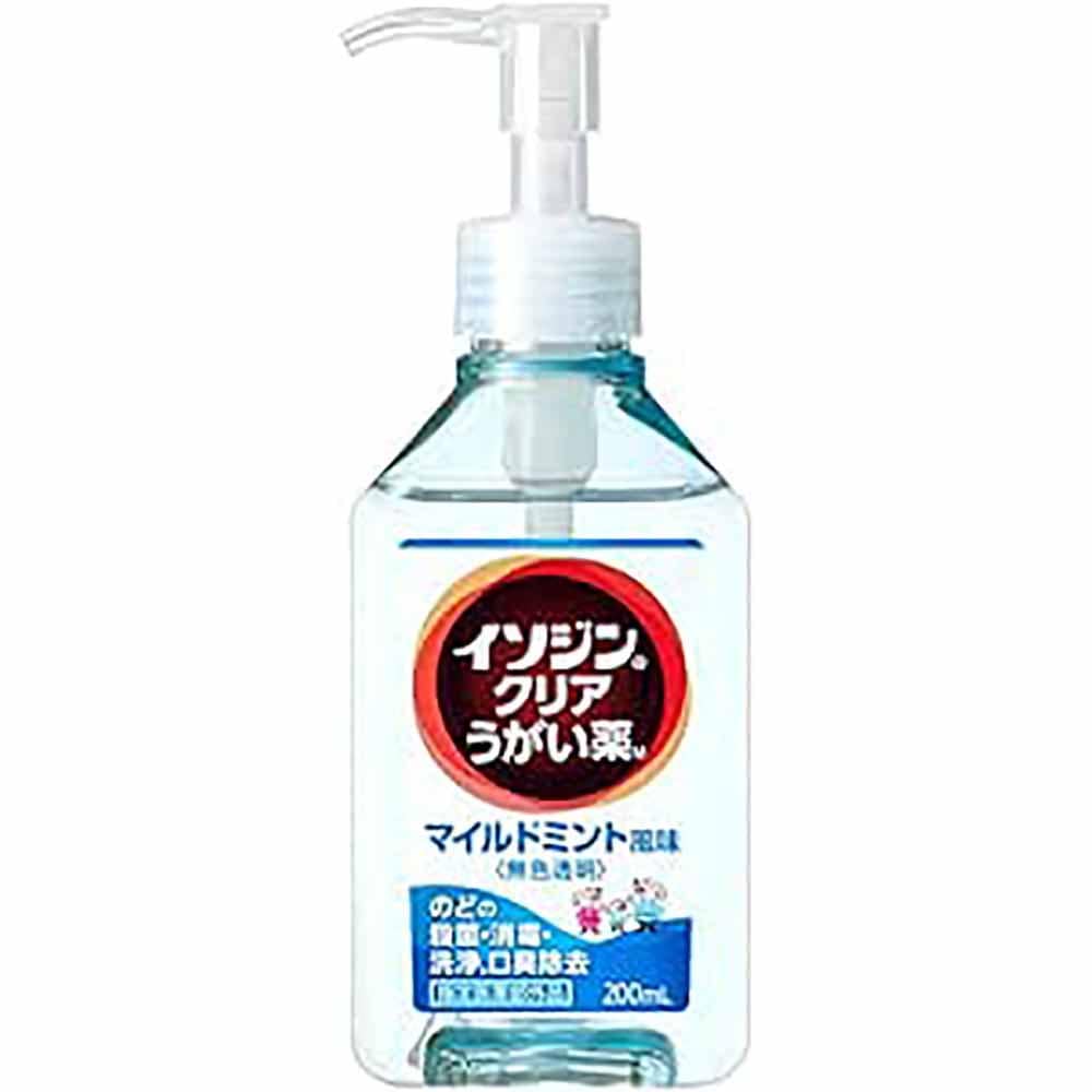 イソジンクリアうがい薬 200ml <br>イソジン イソジンクリア うがい薬 アップル風味 殺菌 消毒 洗浄 口臭除去 のど うがい イソジン うがい薬A（アップル風味） うがい薬M（マイルドミント風味）