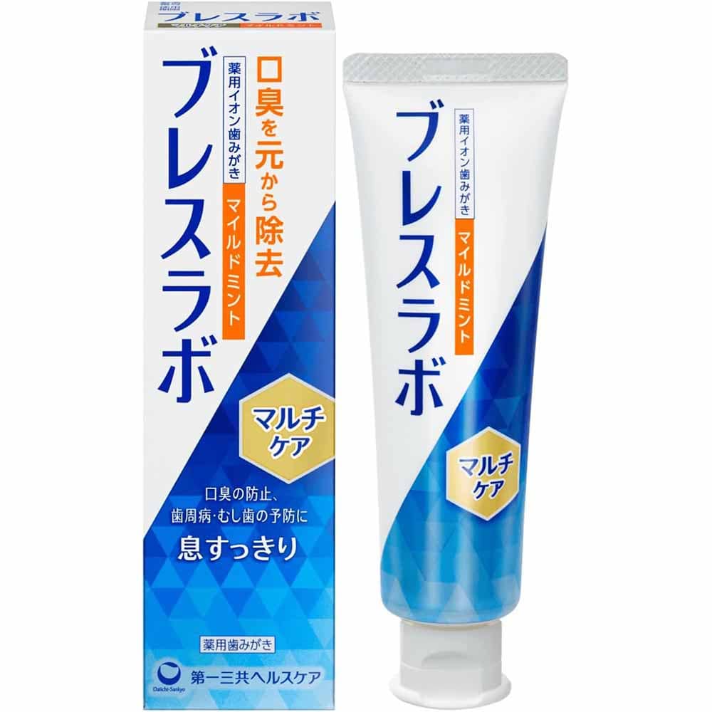 ブレスラボ マルチケア 90g <br>ブレスラボ 第一三共ヘルスケア 医薬部外品 薬用歯みがき 口臭予防 歯槽膿漏予防 歯周炎予防 ハミガキ ブレスラボ クリスタルクリアミント マイルドミント