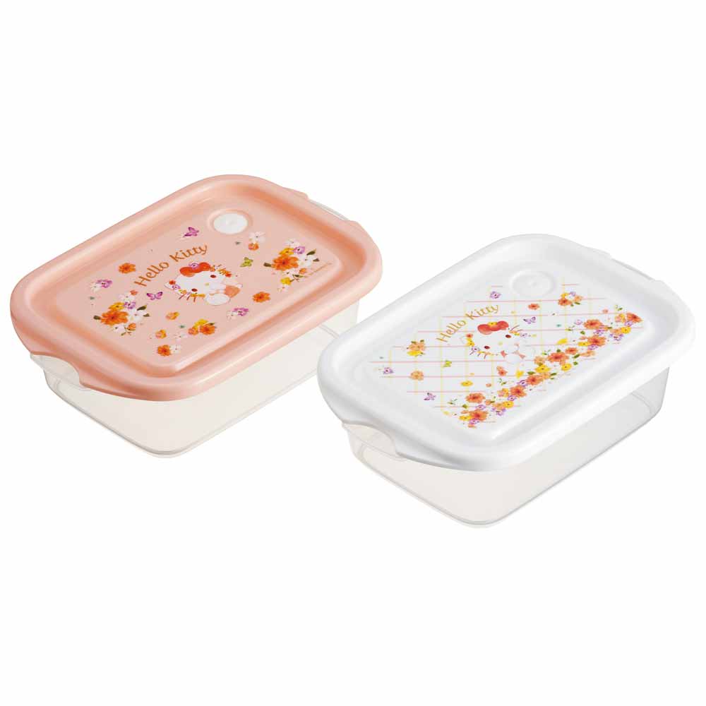 保存容器 2個セット 500ml パステル水彩花柄 FCN2W キャラ グッズ かわいい 保存容器 キッチン 雑貨 作り置き おかず ごはん 弁当 ハローキティ クロミ シナモロール マイメロディ