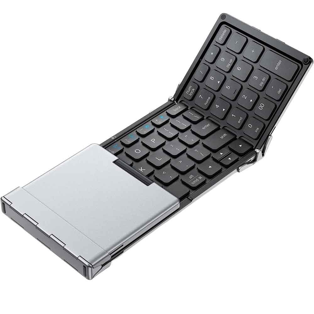 折畳キーボード BK09 ダークグレー  IC-BK09 iClever キーボード ワイヤレスキーボード Bluetoothキーボード 折りたたみ式キーボード マルチペアリング US配列 テンキー搭載 無線 iClever 【B】